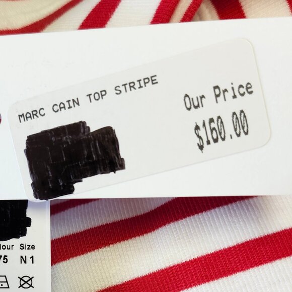 Marc Cain Women's Red & White Striped Top W/Rounded Neck Size 2 & 10 - Picture 3 of 8
